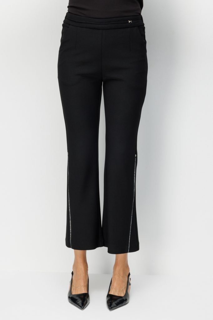 EKOL İspanyol Paça Taş İşlemeli Pantolon 4926 - Siyah