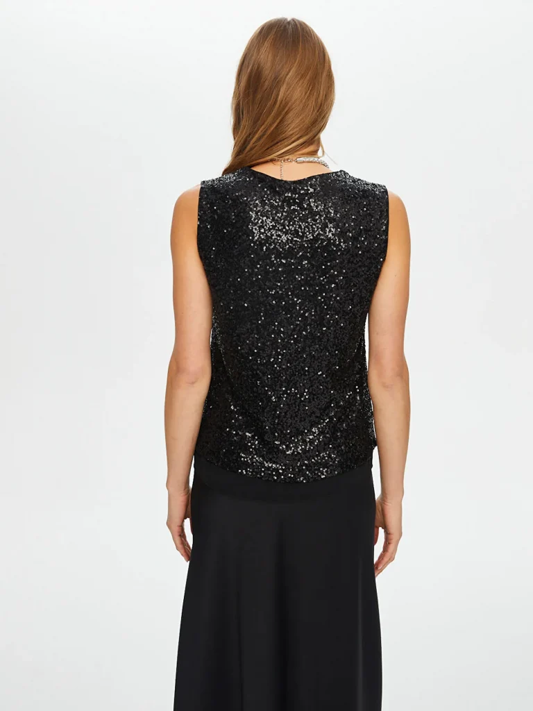 FAİK SÖNMEZ Örme Payet Bluz 015 - Siyah