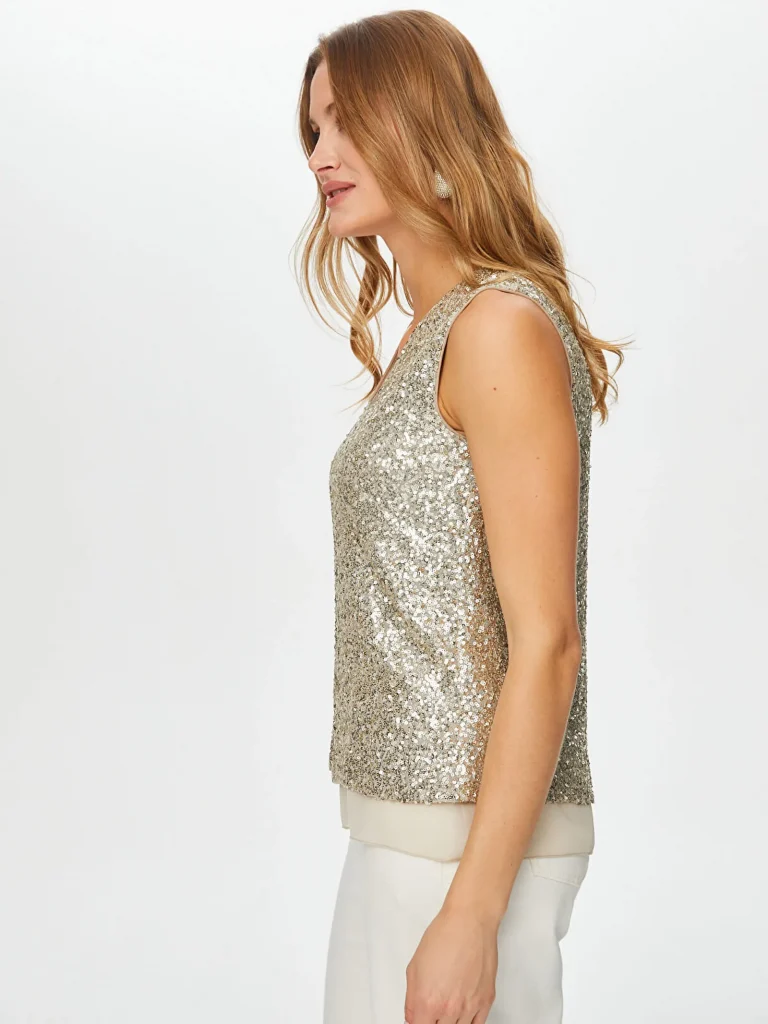 FAİK SÖNMEZ Örme Payet Bluz 015 - gold