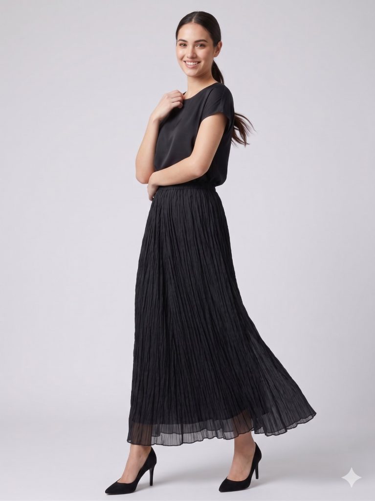 FAİK SÖNMEZ Pileli Etek ETK003 - Siyah