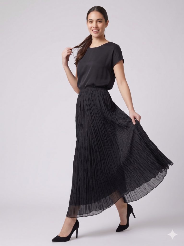 FAİK SÖNMEZ Pileli Etek ETK003 - Siyah