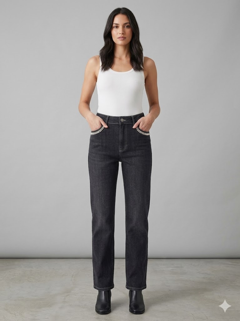 FAİK SÖNMEZ Taş İşlemeli Cep Detaylı Pantolon 001 - ANTRASİT