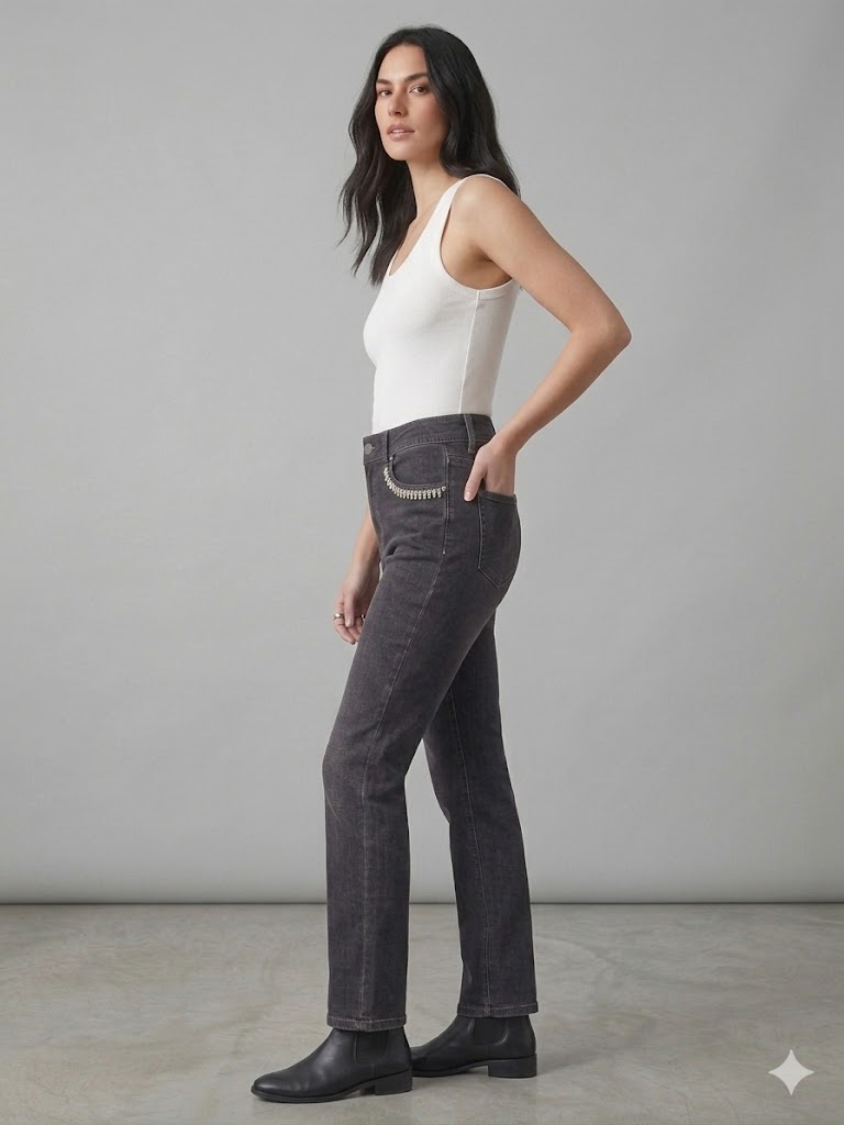 FAİK SÖNMEZ Taş İşlemeli Cep Detaylı Pantolon 001 - ANTRASİT