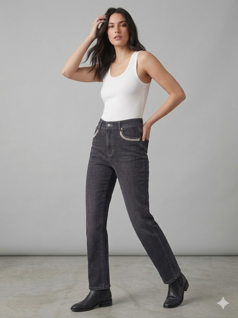 FAİK SÖNMEZ Taş İşlemeli Cep Detaylı Pantolon 001 - ANTRASİT