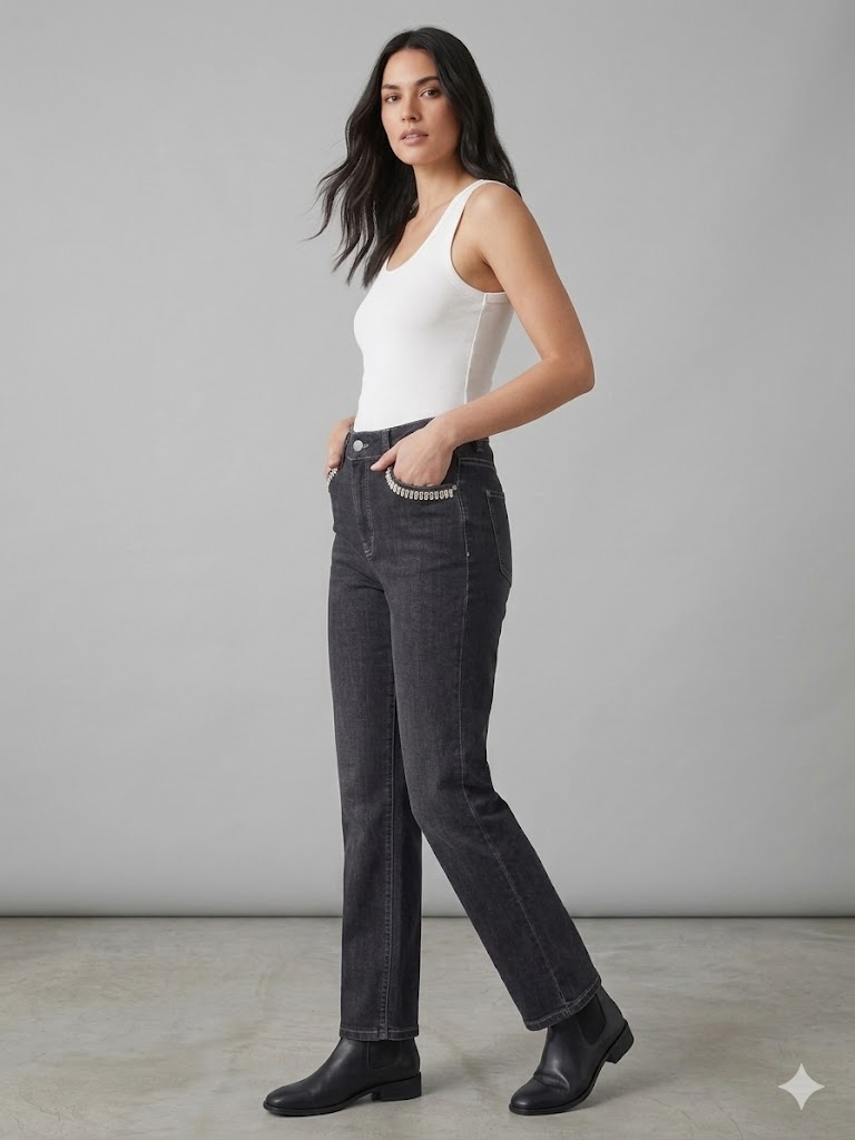 FAİK SÖNMEZ Taş İşlemeli Cep Detaylı Pantolon 001 - ANTRASİT