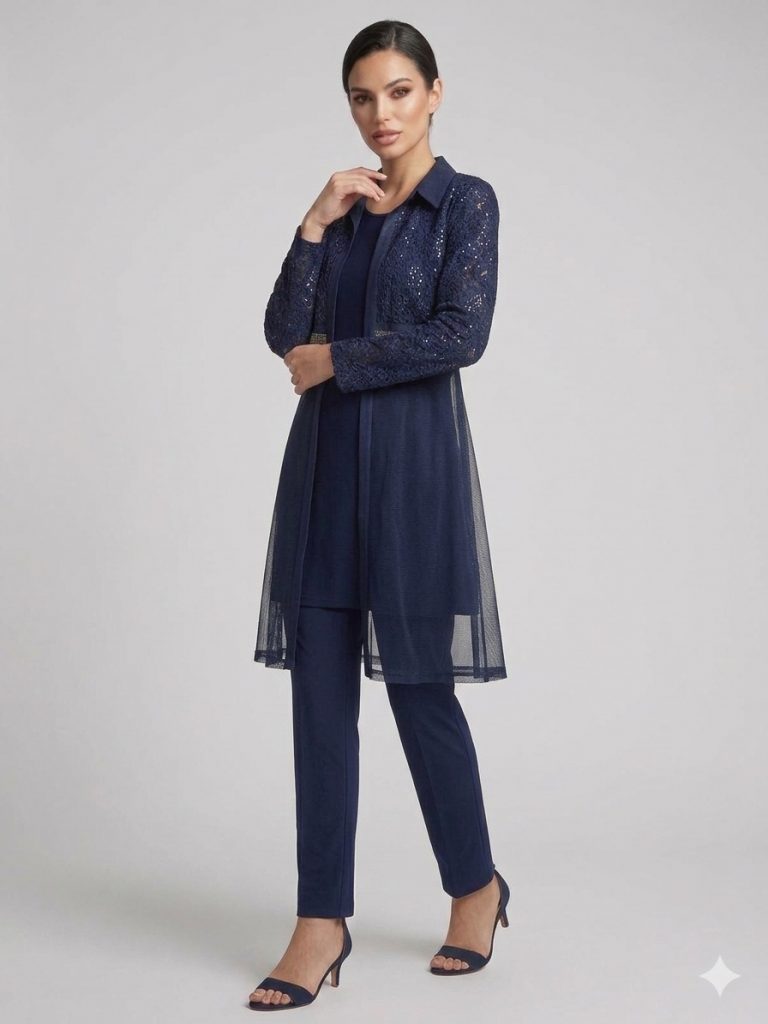 FEMİNA Kendinden İşlemeli Tunik 64760 - Lacivert