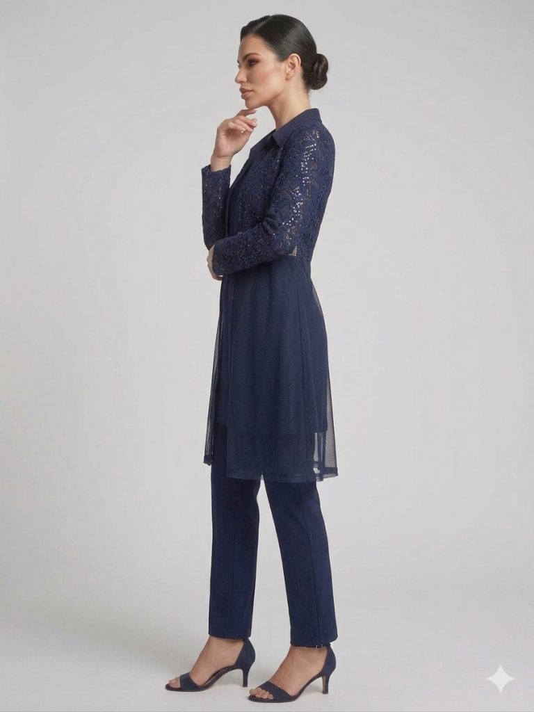 FEMİNA Kendinden İşlemeli Tunik 64760 - Lacivert