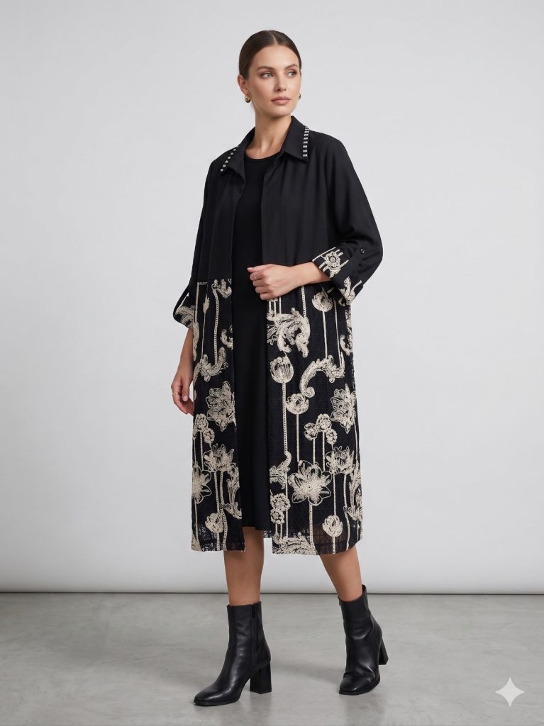 FEMİNA Yaka Aksesuar Detaylı İşlemeli Elbise  64765