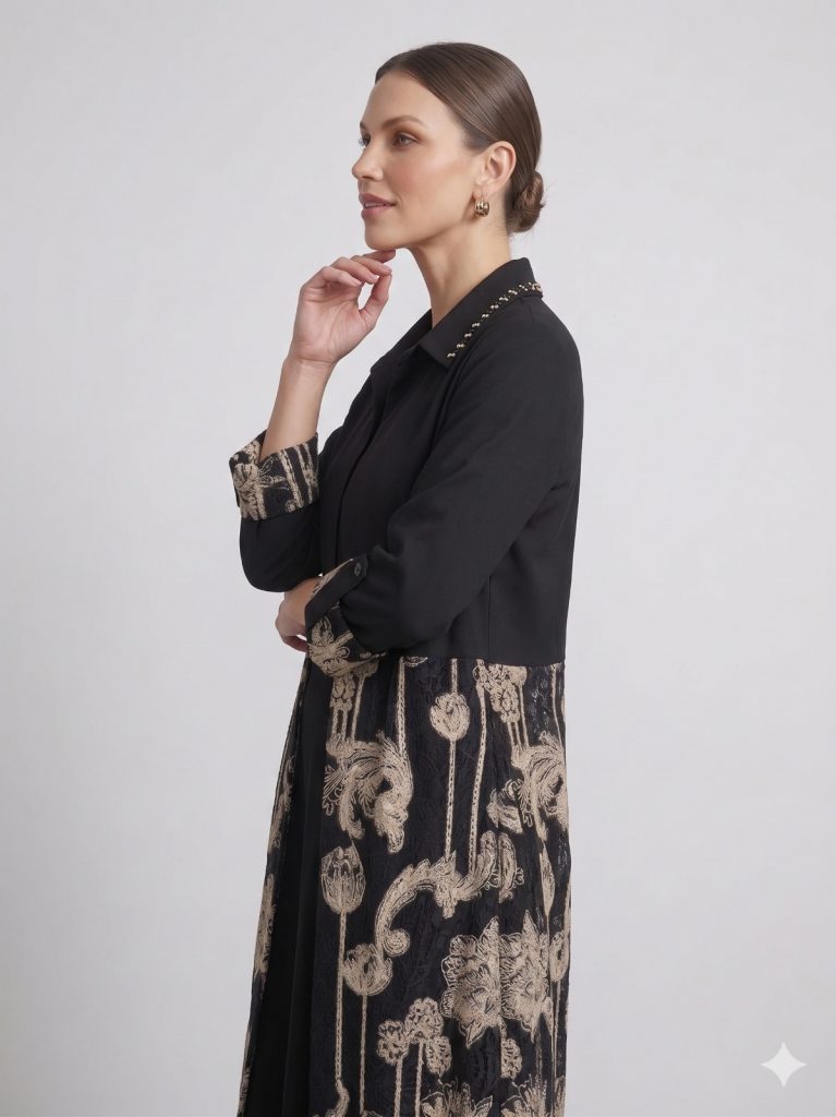 FEMİNA Yaka Aksesuar Detaylı İşlemeli Elbise  64765