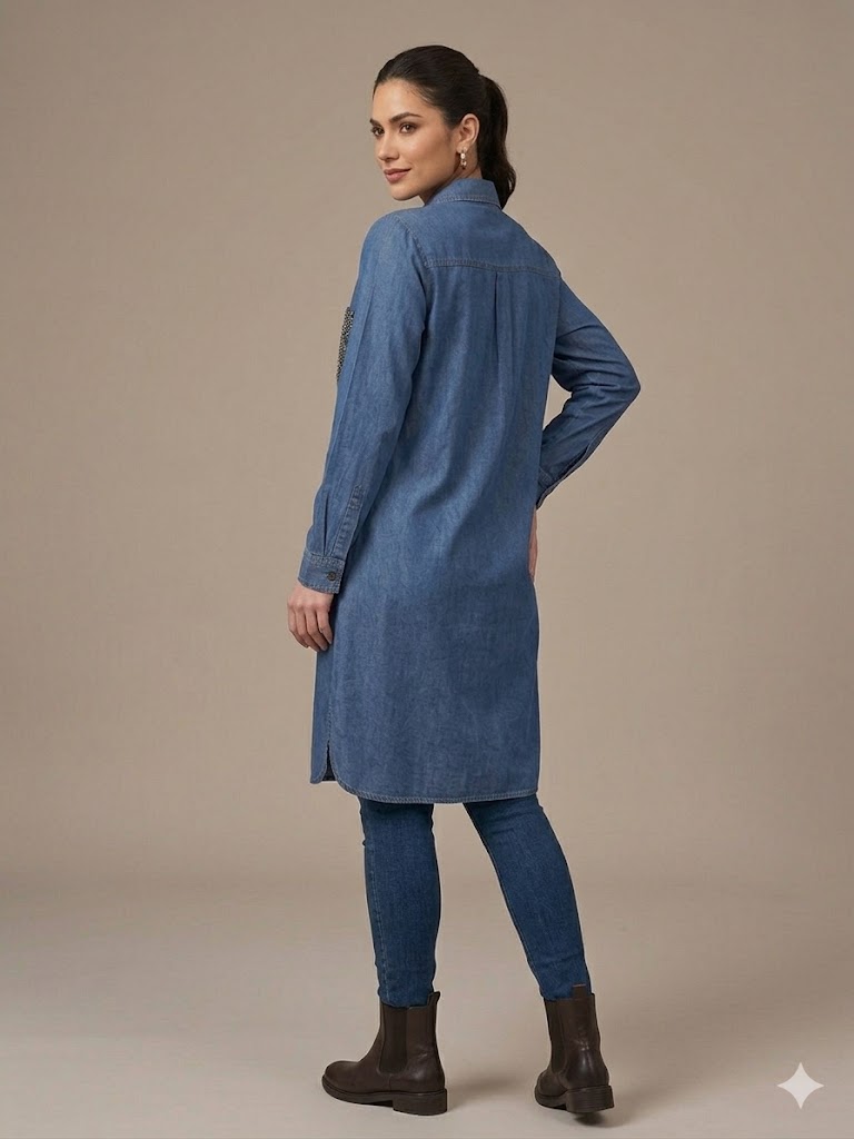 FEMİNA Boncuk İşlemeli Tunik 64037 - Lacivert