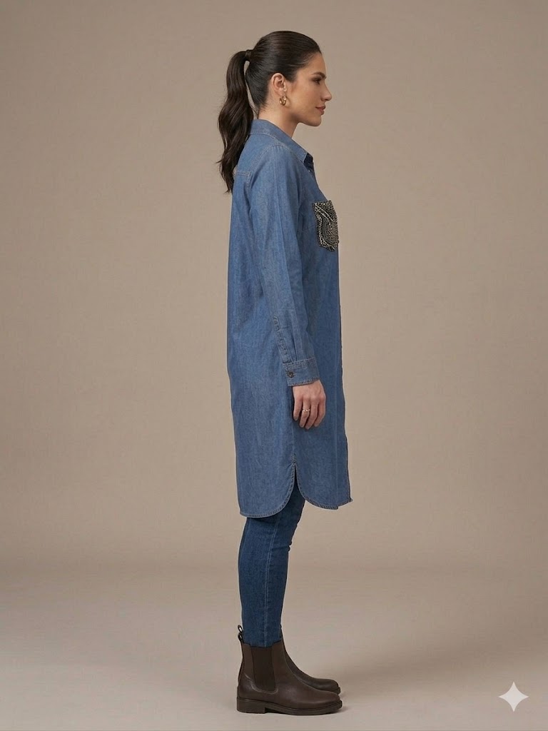 FEMİNA Boncuk İşlemeli Tunik 64037 - Lacivert