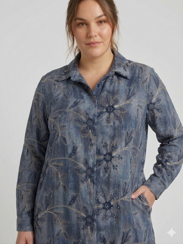 FEMİNA Büyük Beden Boncuk İşlemeli Tunik 64427