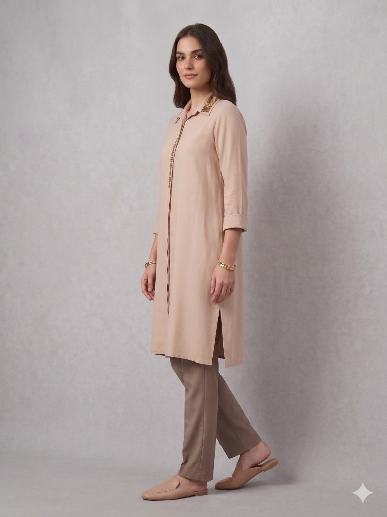 FEMİNA Boncuk İşlemeli Tunik 64440 - BEJ