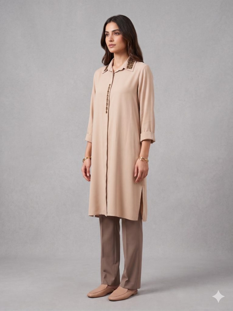 FEMİNA Boncuk İşlemeli Tunik 64440 - BEJ