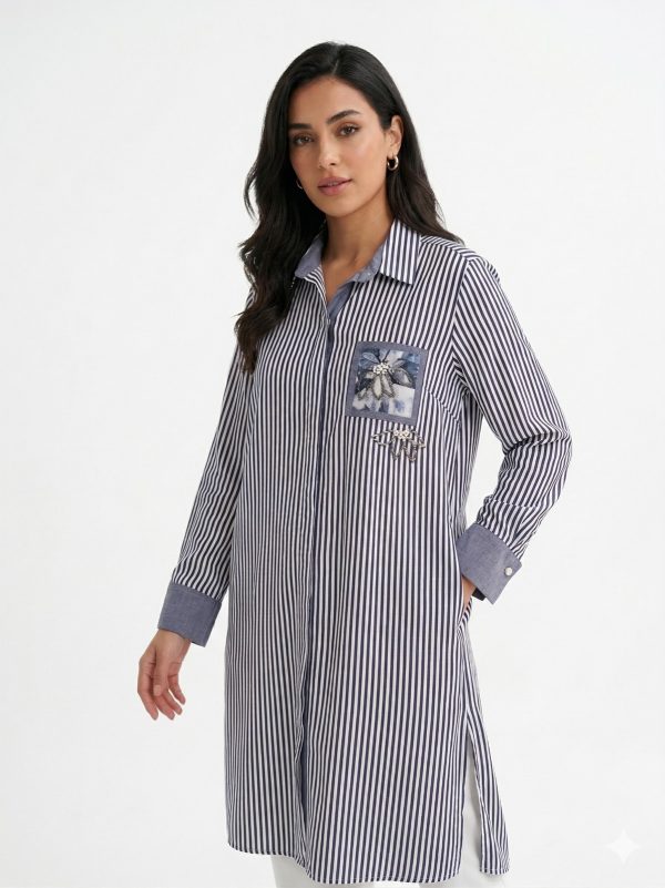 FEMİNA Çizgili Cep Baskılı Tunik 64460