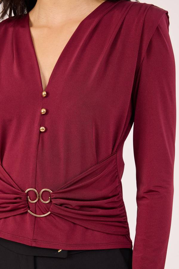 FEVER Büzgülü Minimal Aksesuarlı Bluz 14017