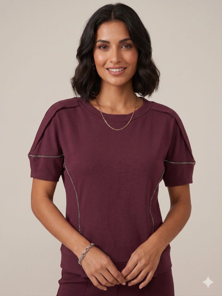 FEVER Taş İşlemeli Bluz 4001 - Mor