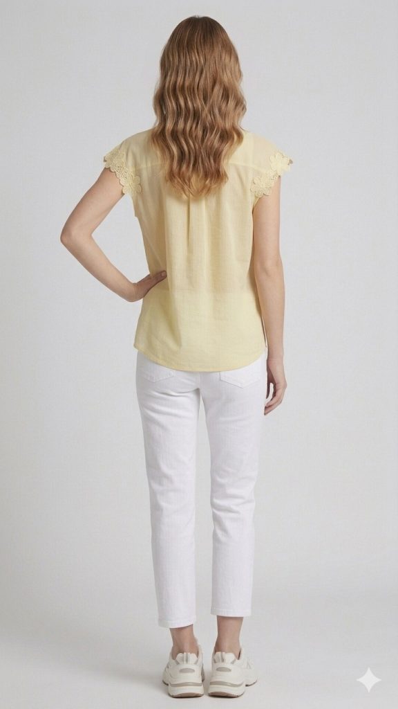 FEVER Kolları Çiçekli Bluz 7023 - SARI