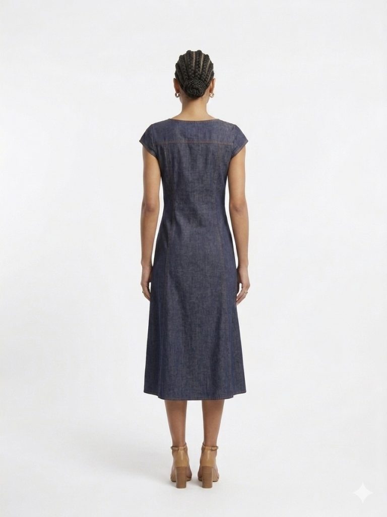 FEVER Aksesuar Düğme Detaylı Elbise 6052 - Lacivert