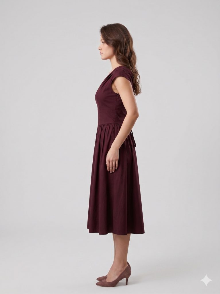 FEVER Sırt Bağlama Detaylı Elbise 6061 - bordo