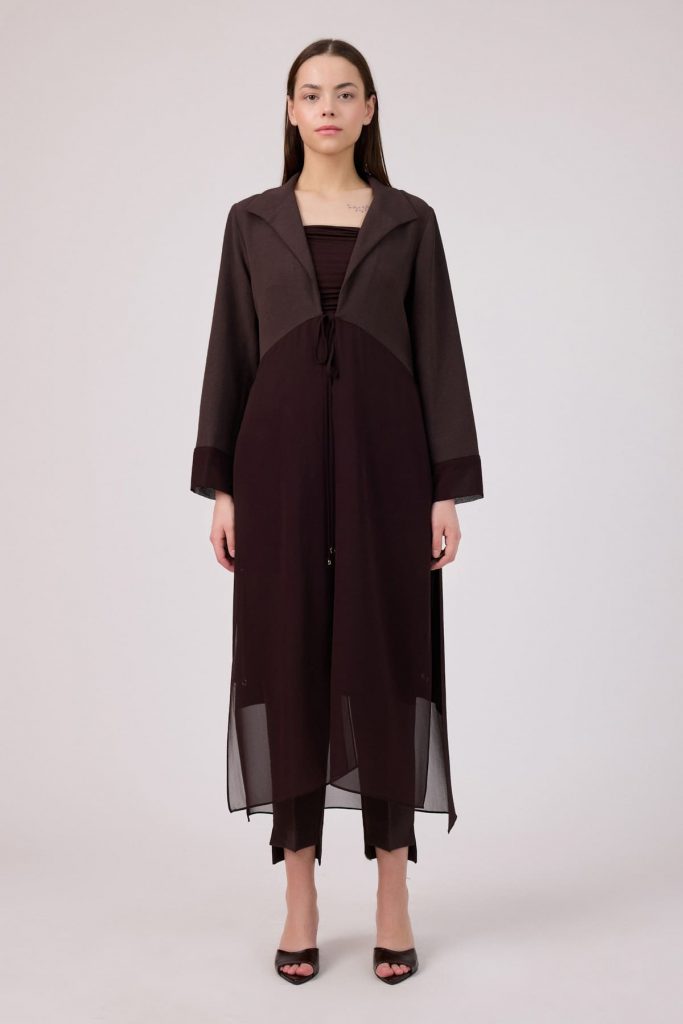 FEVER Şifon Kumaş Mixli Uzun Tunik 5017 - kahve