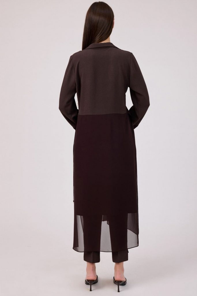 FEVER Şifon Kumaş Mixli Uzun Tunik 5017 - kahve
