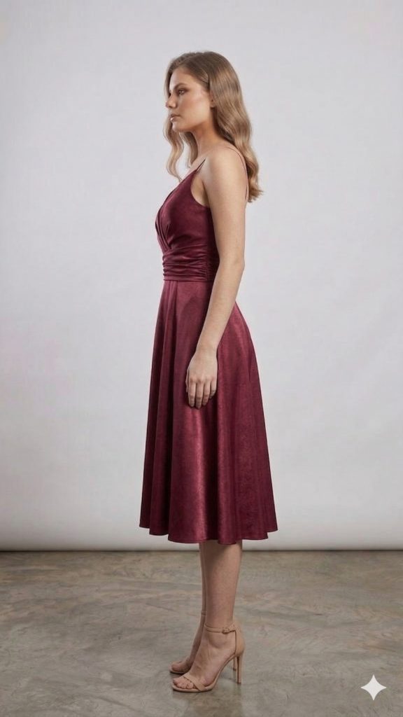 CENTİLMEN V Yaka Yırtmaçlı Abiye Elbise  8335 - MÜRDÜM