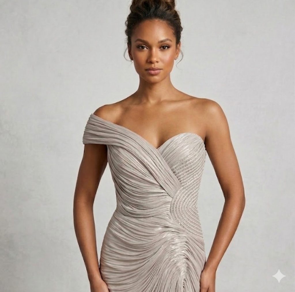 FOR COSTUME Gümüş Işıltılı Drapeli Abiye 10192