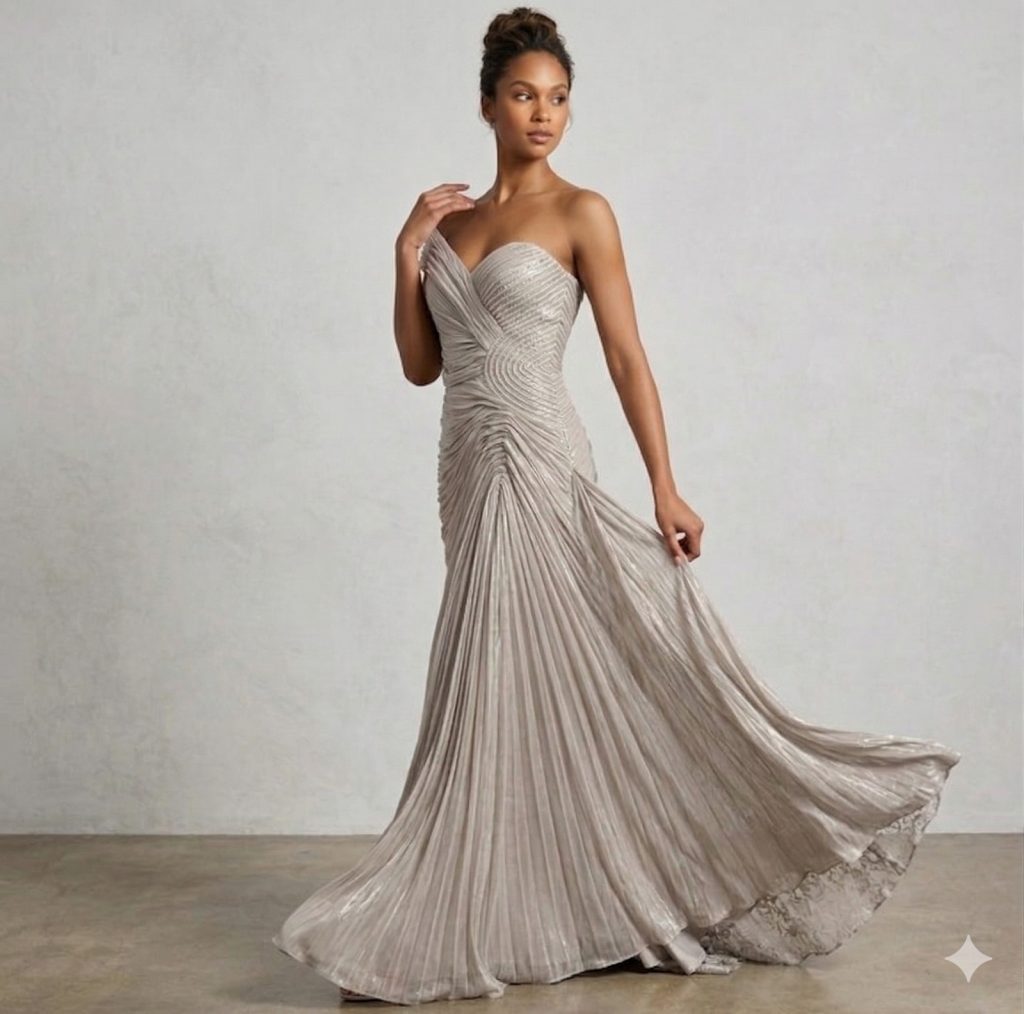 FOR COSTUME Gümüş Işıltılı Drapeli Abiye 10192 - TAŞ