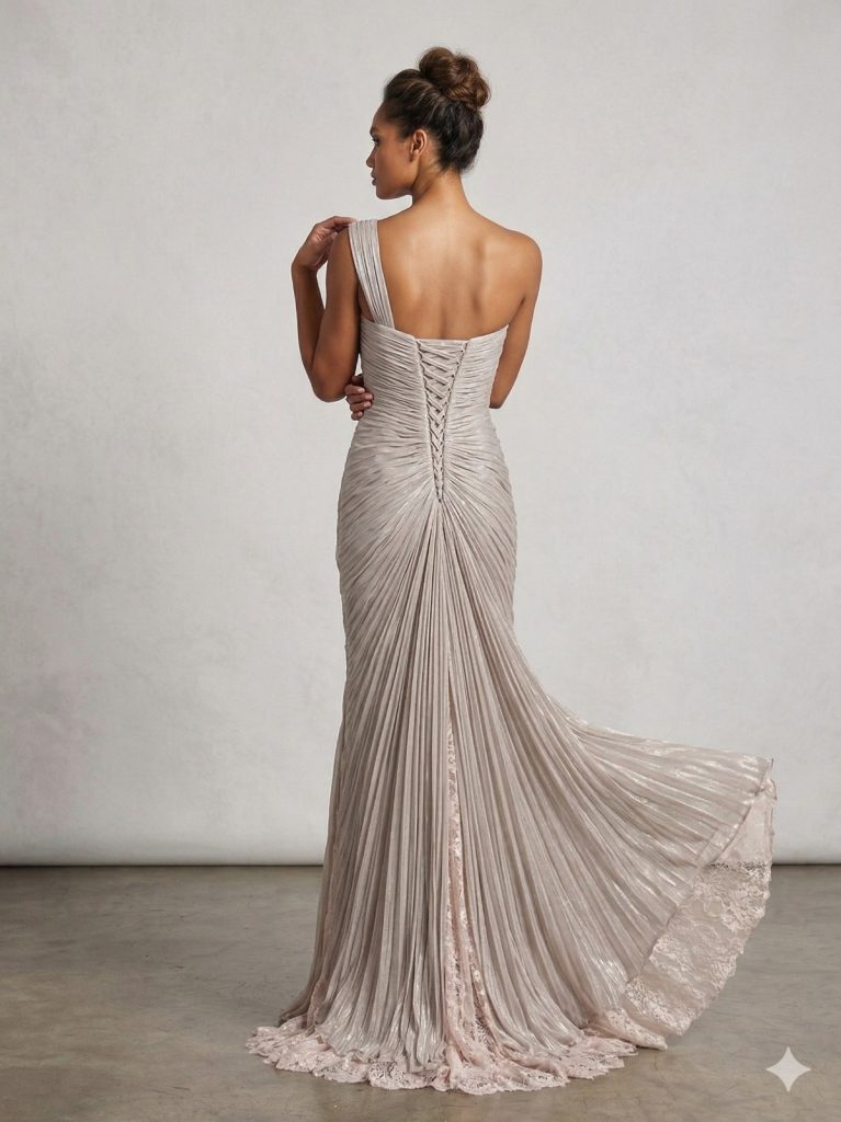 FOR COSTUME Gümüş Işıltılı Drapeli Abiye 10192 - TAŞ