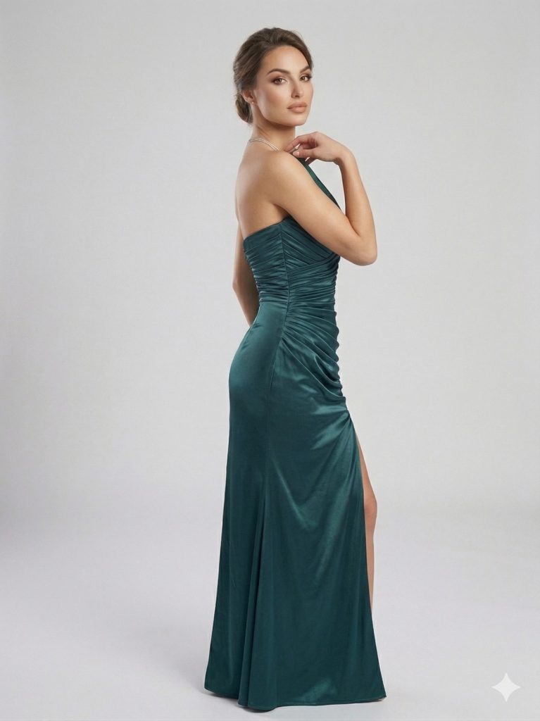 FOR COSTUME Drapeli Straplez Elbise 10524 - ZÜMRÜT