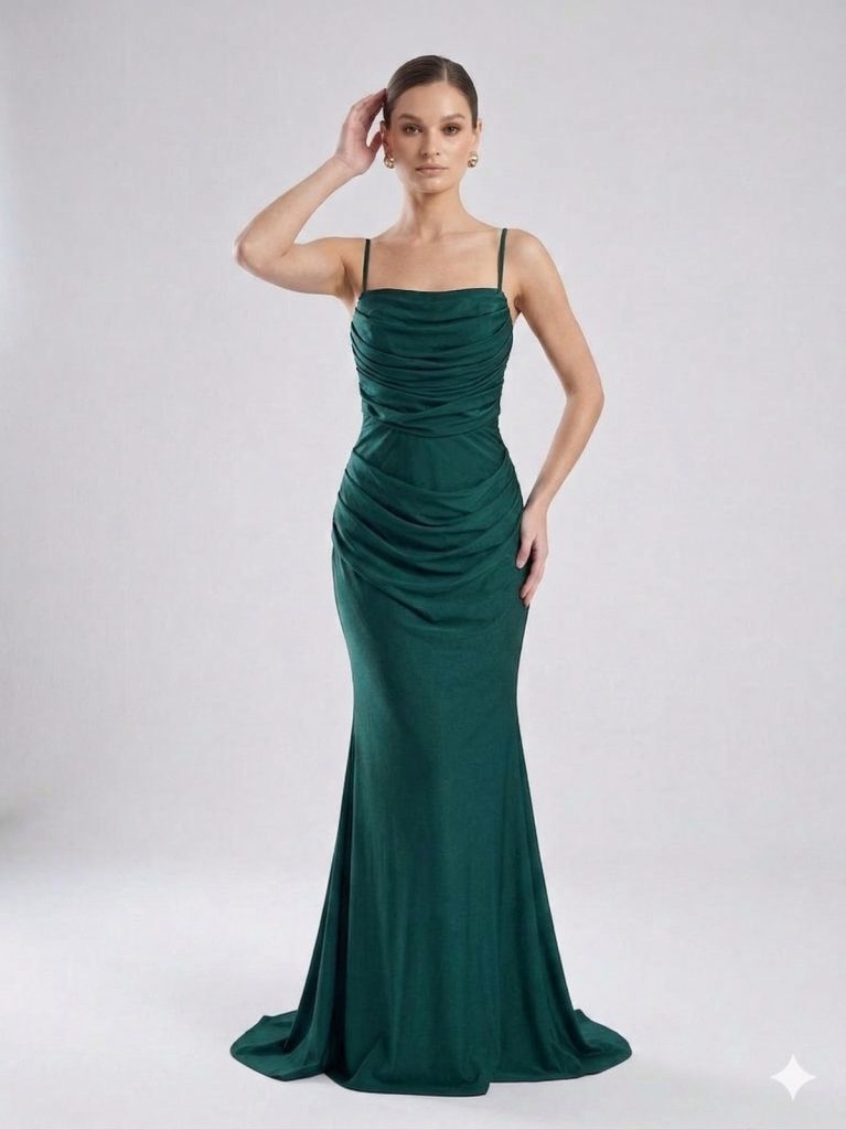 FOR COSTUME Askılı Abiye Elbise 10672 - ZÜMRÜT