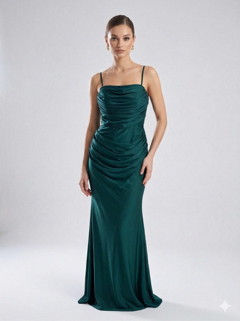 FOR COSTUME Askılı Abiye Elbise 10672 - ZÜMRÜT