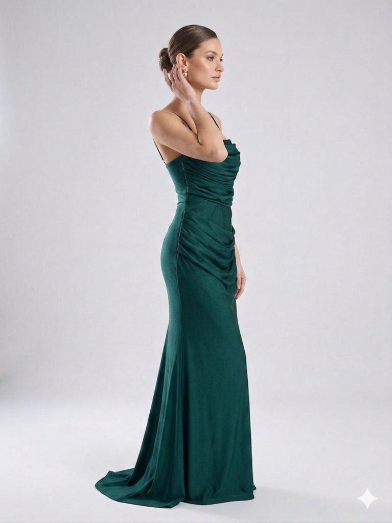 FOR COSTUME Askılı Abiye Elbise 10672 - ZÜMRÜT