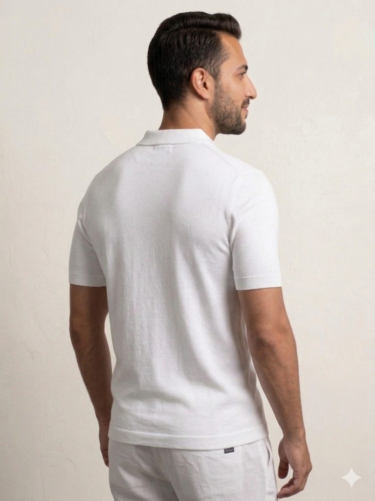 FORMENTİ Normal Kesim  Desenli Beyaz Polo Yaka Triko Tişçrt 1566