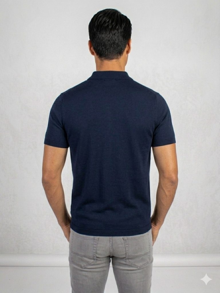 FORMENTİ Fit Desenli Merserize Tişört  1622 - Lacivert