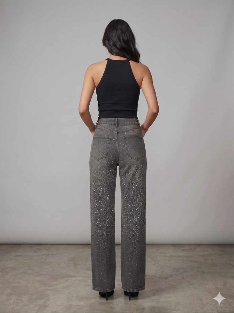 GHİSA Taş İşlemeli Pantolon 8181 - Siyah