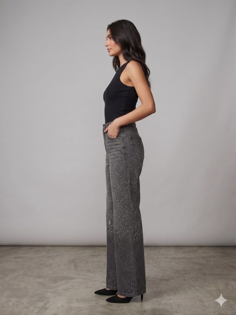 GHİSA Taş İşlemeli Pantolon 8181 - Siyah