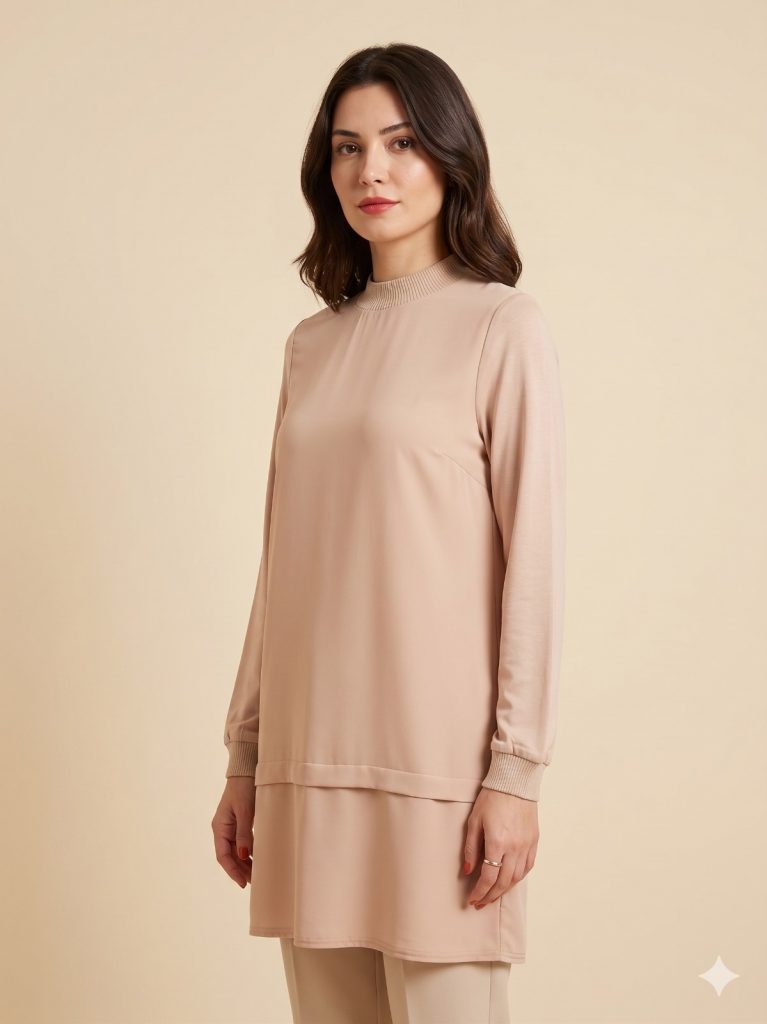GHİSA Lastik Yakalı Tunik 4761 - BEJ