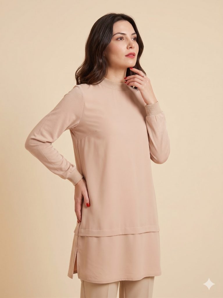 GHİSA Lastik Yakalı Tunik 4761 - BEJ