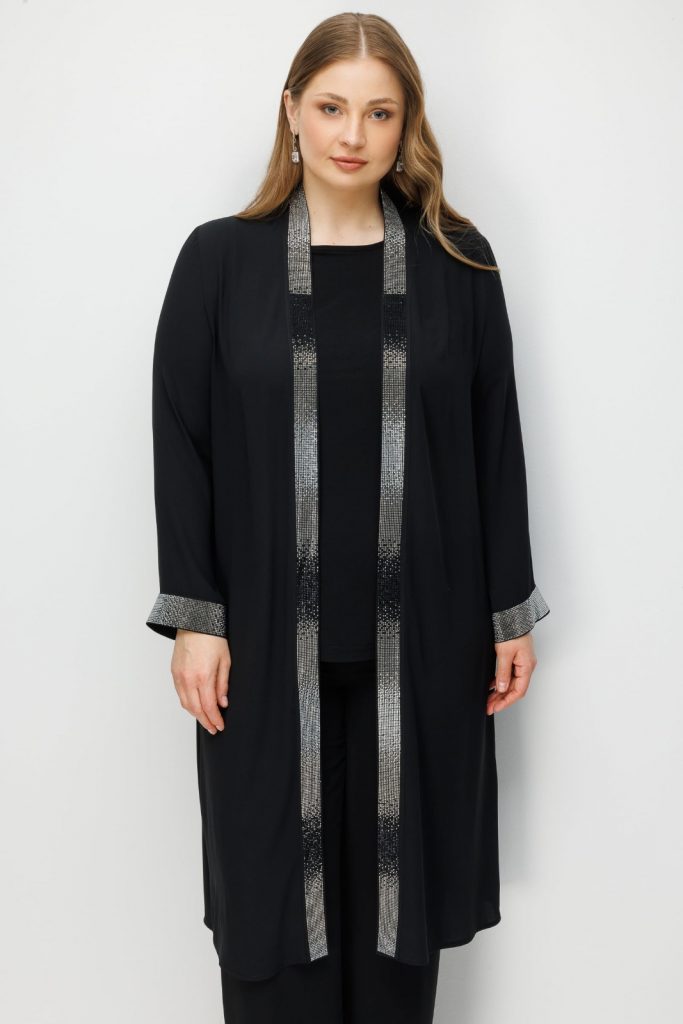 Modailgi Yaka Bantı ve Manşeti Taş Detaylı Uzun İkili Takım 40363