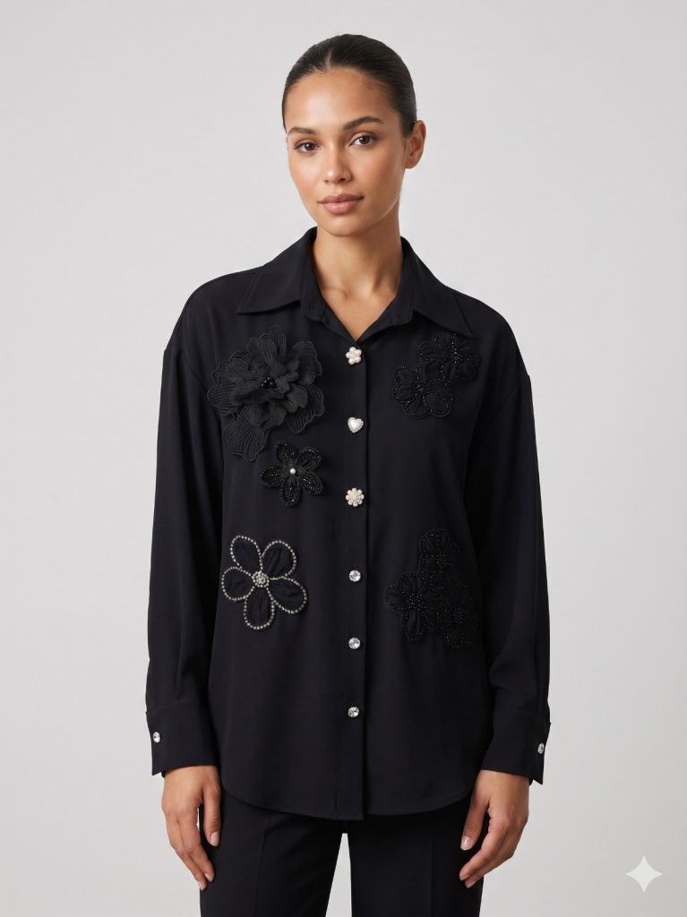 GİLDA Çiçek İşleme Detaylı Gömlek 40136