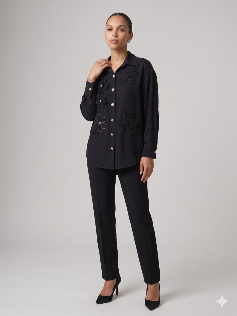 GİLDA Çiçek İşleme Detaylı Gömlek 40136
