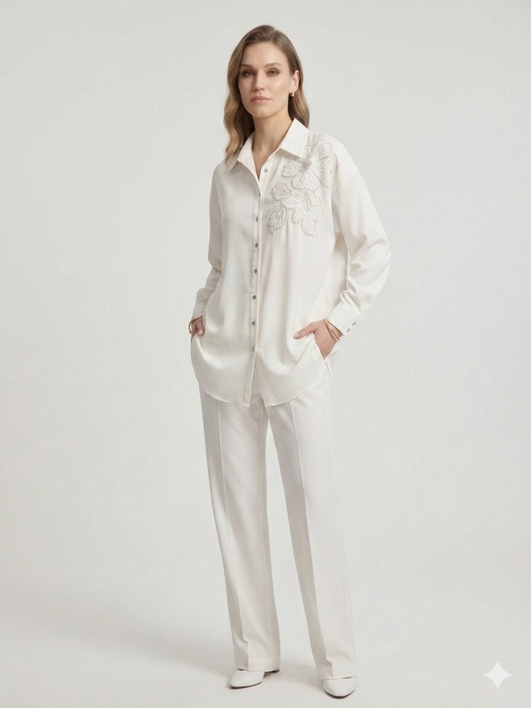GİLDA Taş İşlemeli Detaylı Gömlek 40142 - EKRU