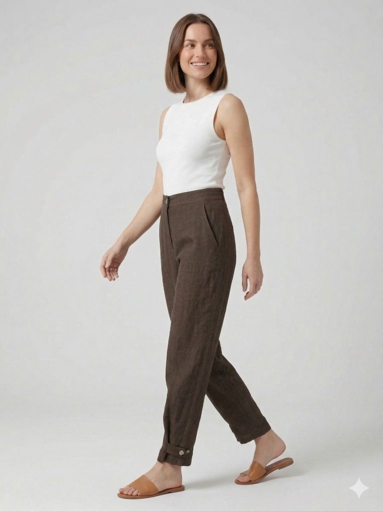 GİLDA Paçaları Apoletli Kupra Pantolon 30133 - kahve