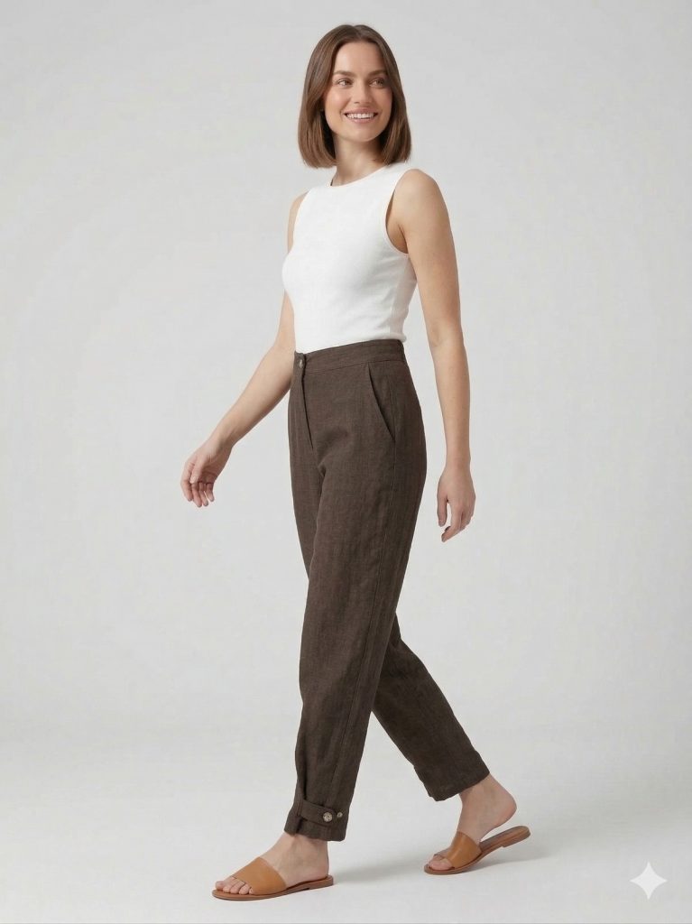 GİLDA Paçaları Apoletli Kupra Pantolon 30133 - kahve