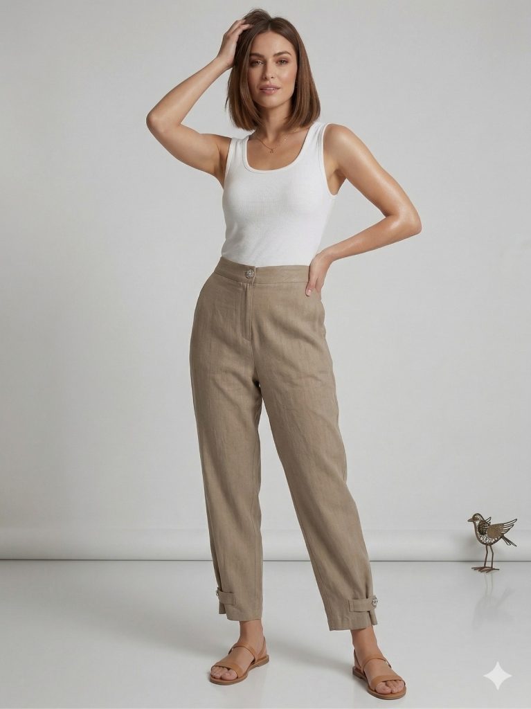 GİLDA Paçaları Apoletli Kupra Pantolon 30133 - VİZON