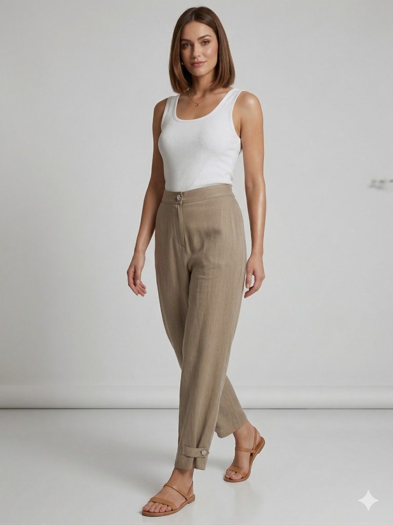 GİLDA Paçaları Apoletli Kupra Pantolon 30133 - VİZON