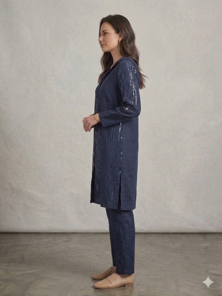 GİLDA Pul İşlemeli Kapuşonlu Tunik 40271 - Lacivert