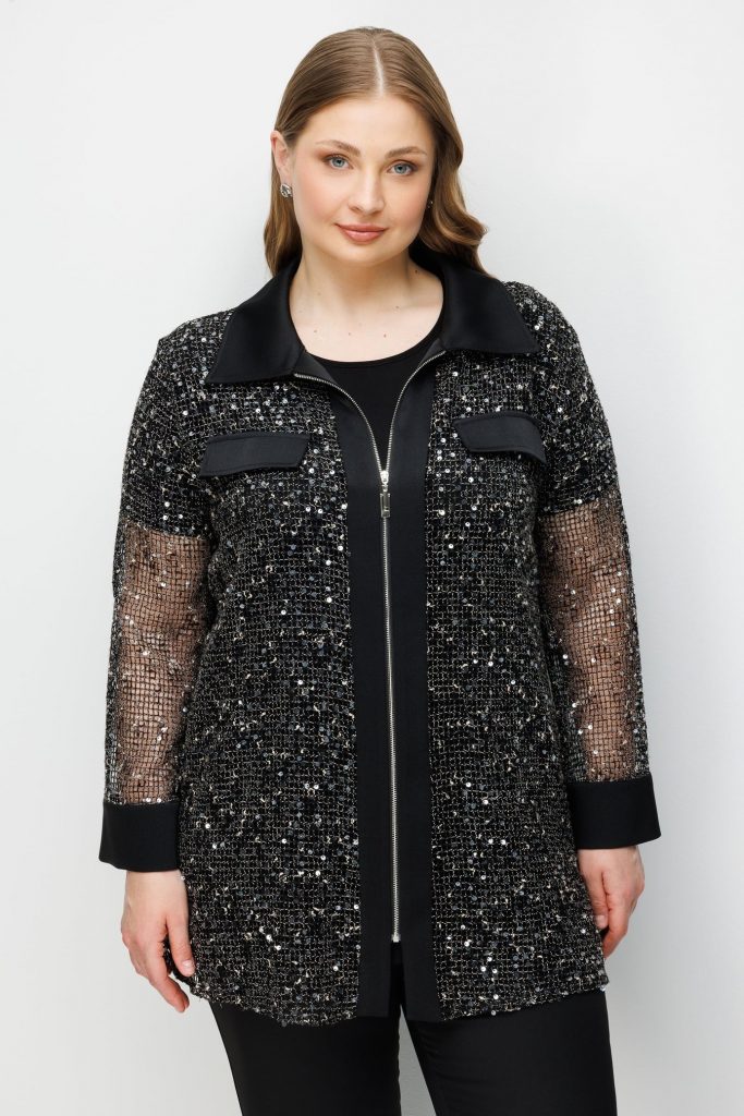 GİLDA Cep Kapaklı Pullu Fileli İç Bluzlu Tunik 40367 - Siyah